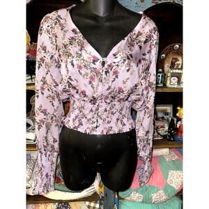 INTERMIX ELIN FLORAL 100% SILK TOP S/M
